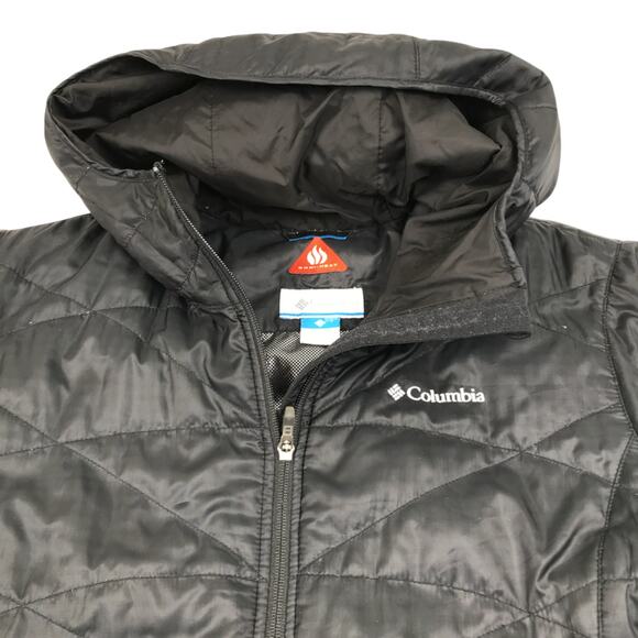COLUMBIA Mighty Lite Hooded Omni Heat Jacket-Coat Sz XL Black Full Zip Insulated - Picture 8 of 15